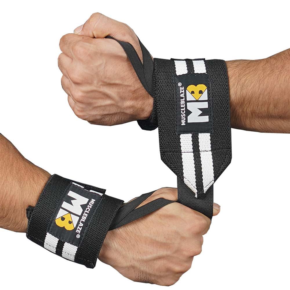 MuscleBlaze Wrist Support, Black & White, Free Size MuscleBlaze sale