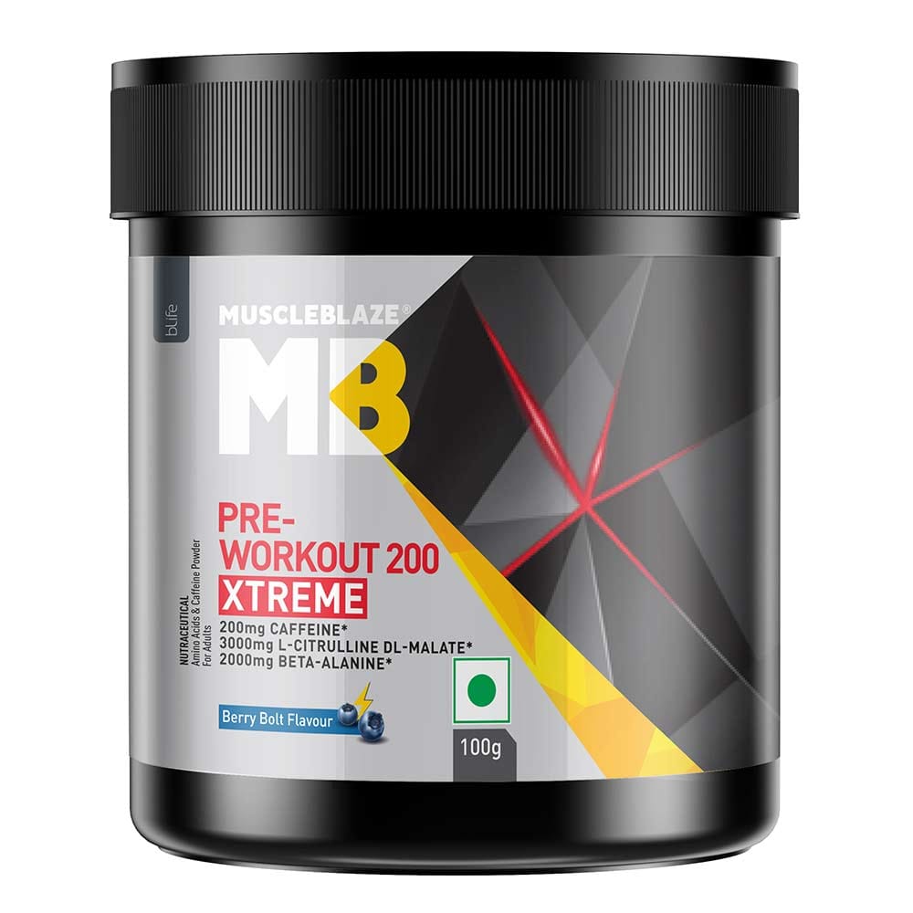 MuscleBlaze PRE Workout 200 Xtreme, 0.22 lb Berry Bolt MuscleBlaze sale