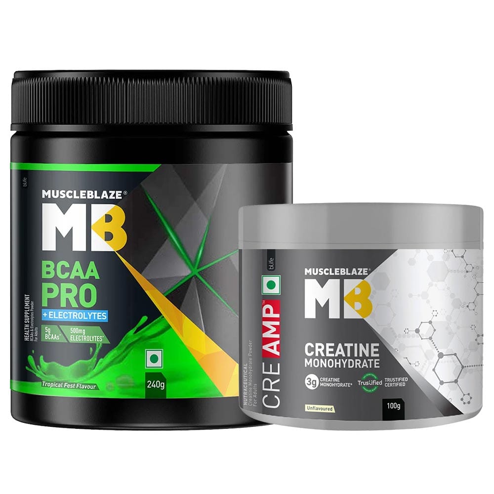 MuscleBlaze BCAA Pro 0.53 lb Tropical Fest & Creatine CreAMP 0.22 lb Combo MuscleBlaze sale