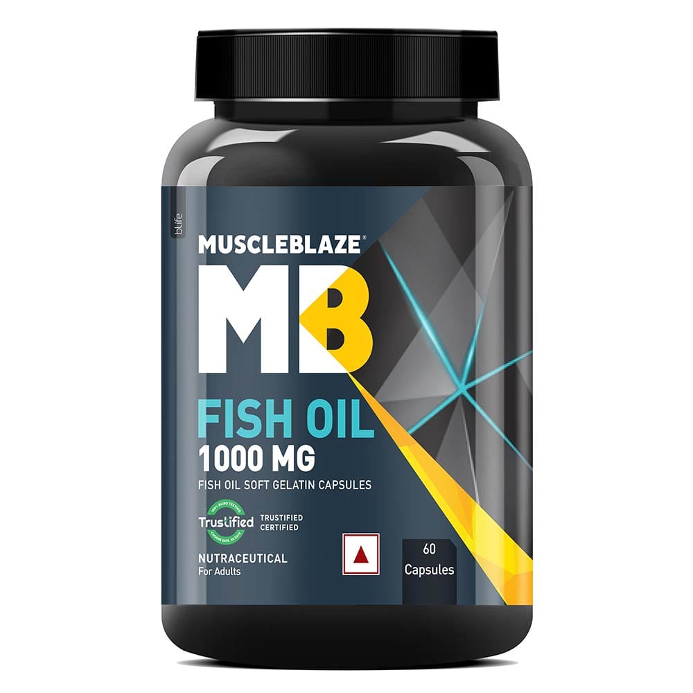 MuscleBlaze Omega 3 Fish Oil 1000 mg (180 mg EPA, 120 mg DHA), 60 capsules MuscleBlaze sale