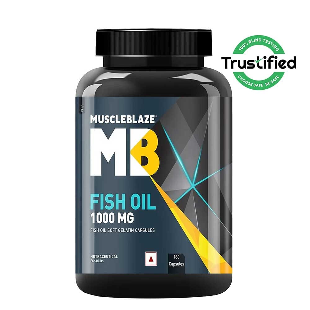 MuscleBlaze Omega 3 Fish Oil 1000 mg (180 mg EPA, 120 mg DHA), 180 capsules MuscleBlaze sale