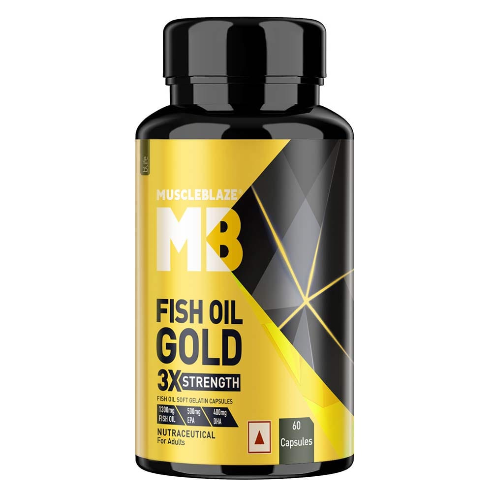 MuscleBlaze Omega 3 Fish Oil Gold 3x Triple Strength (EPA & DHA), 60 capsules MuscleBlaze sale