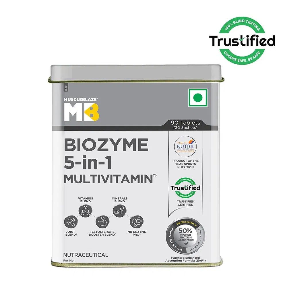 MuscleBlaze Biozyme 5-in-1 Multivitamin, 90 tablets Unflavoured MuscleBlaze sale