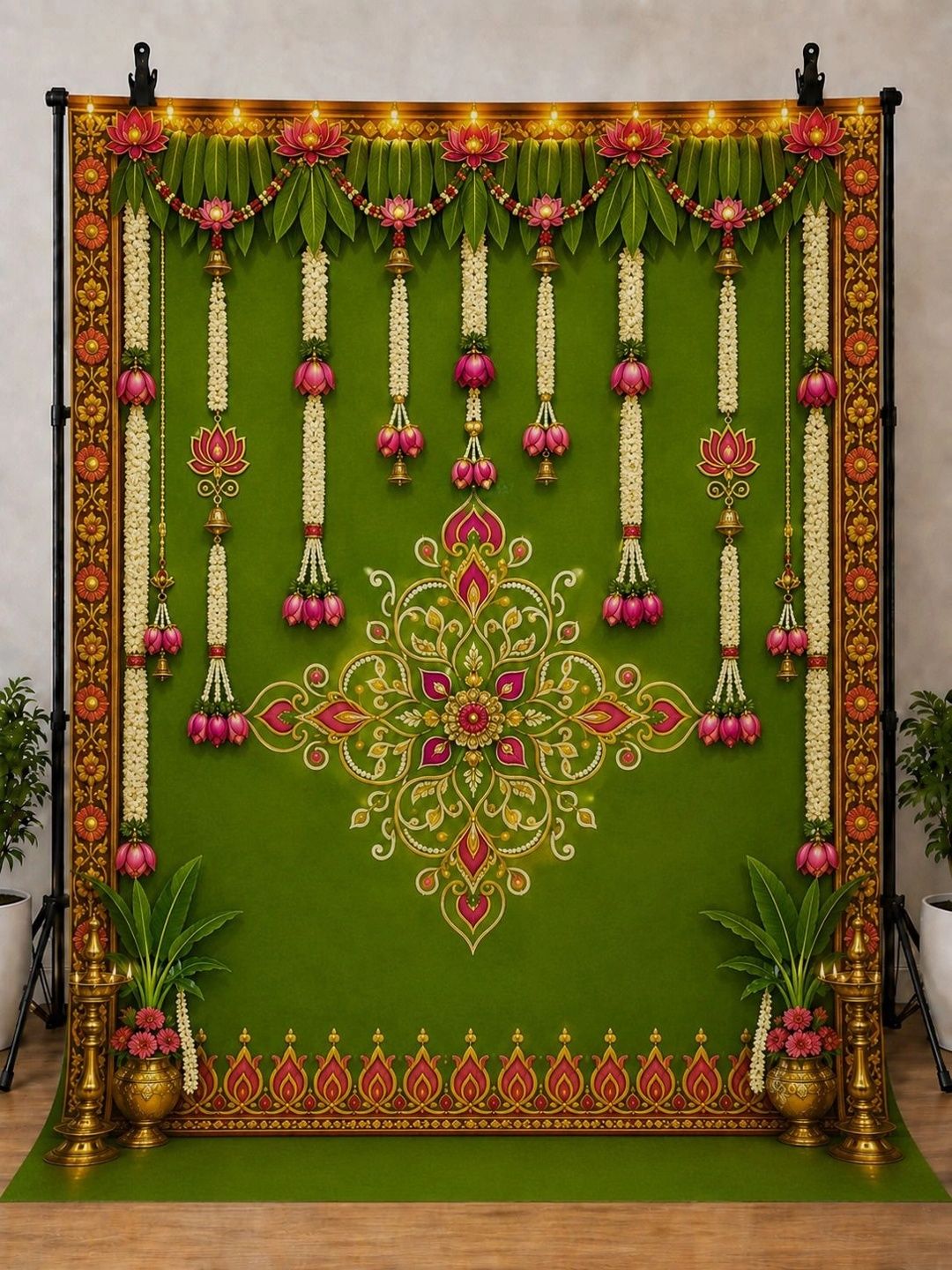 Backdropon Rangoli-Print Fabric Pooja Backdrop Myntra sale