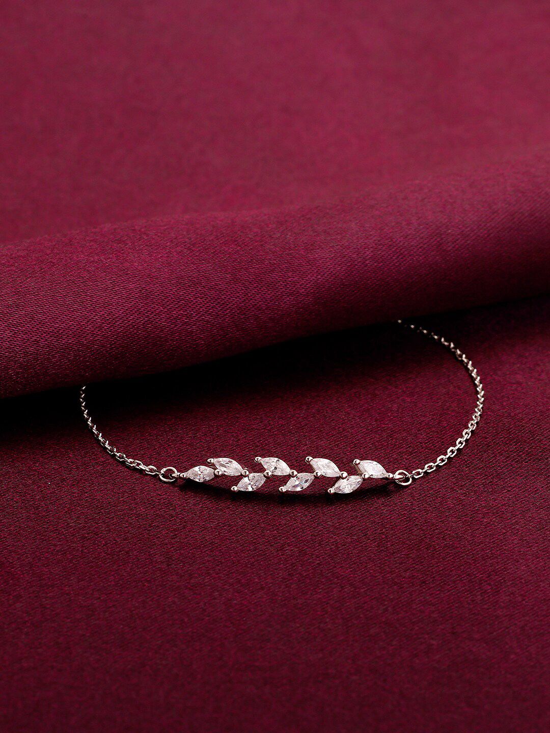 GIVA GIVA 925 Silver Plated Zircon Ferns Adjustable Bracelet Myntra sale