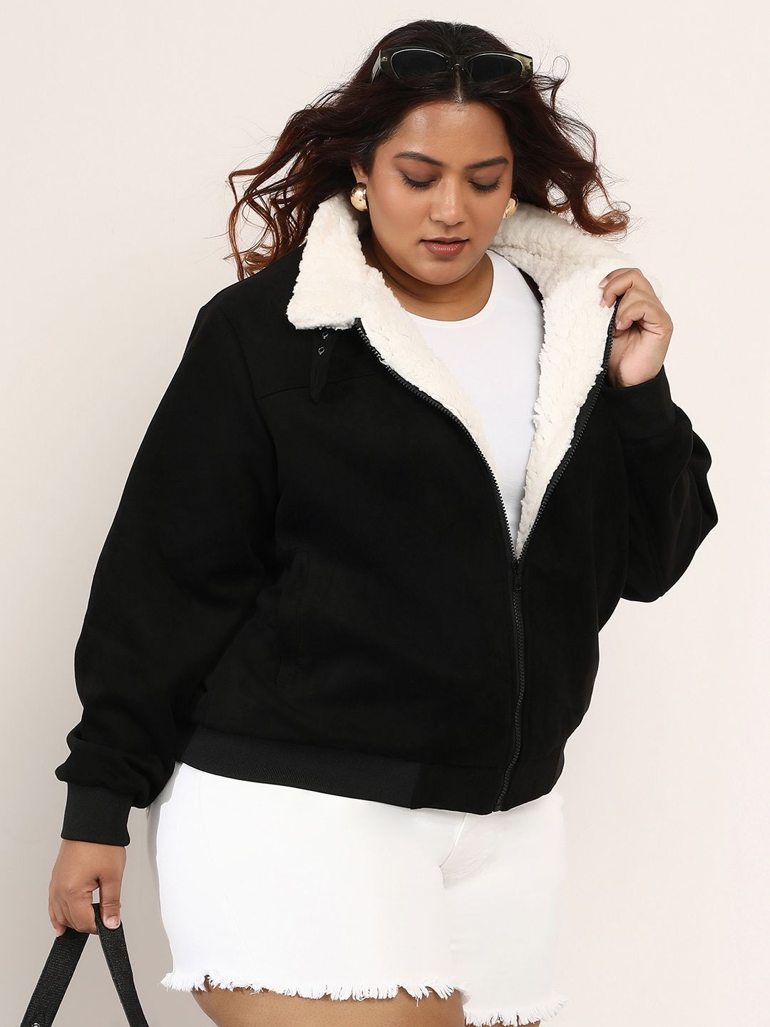 Instafab Plus Women Suede Lightweight Bomber Jacket Myntra sale