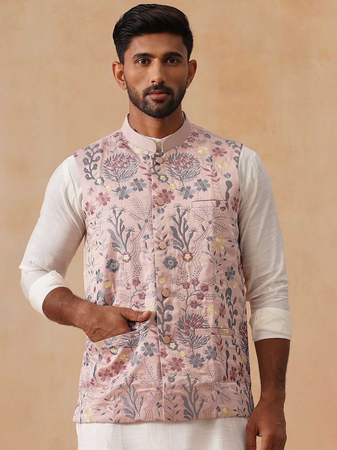 Jompers Jompers Floral Embroidered Nehru Jacket Myntra sale