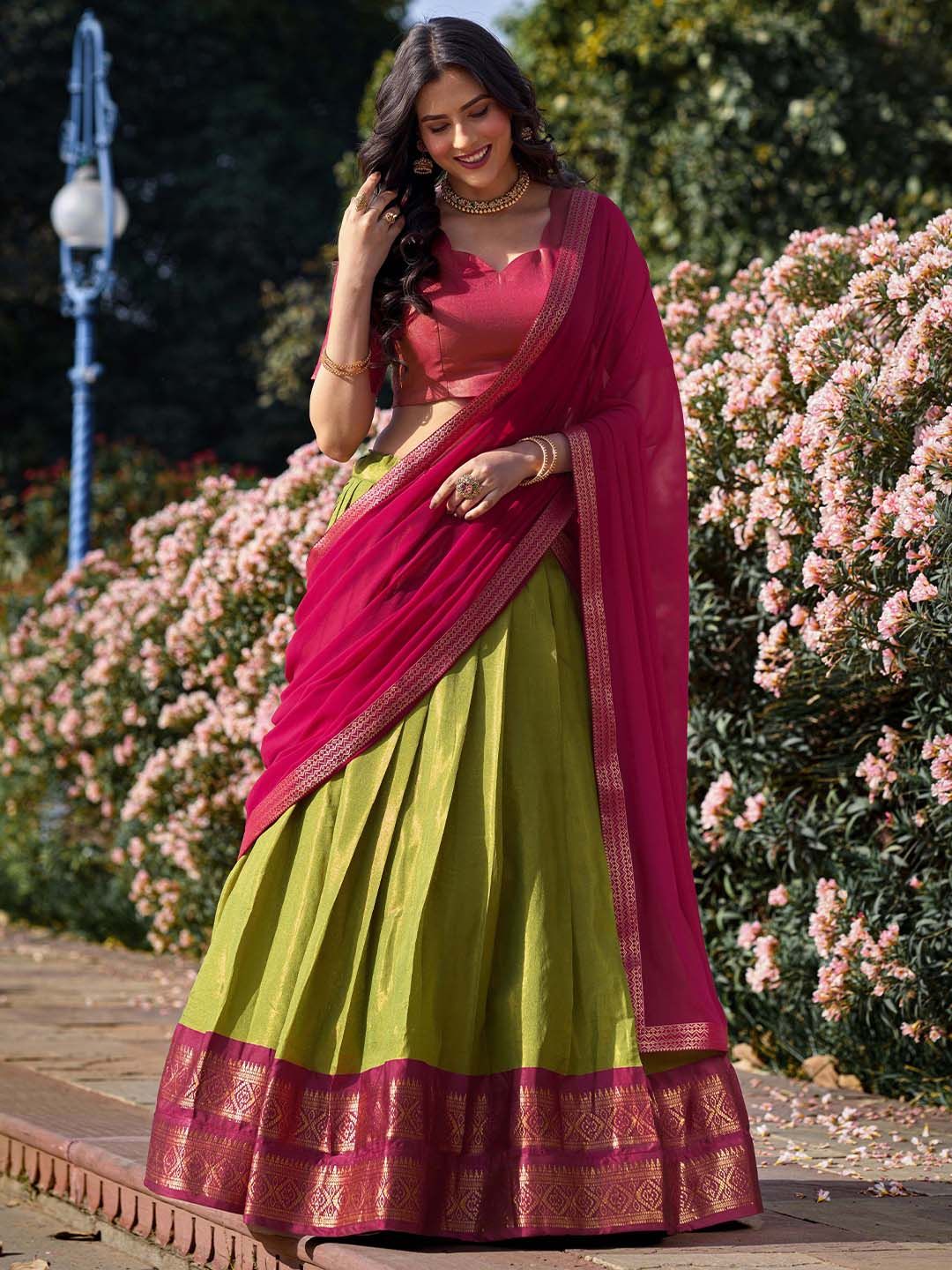 LOOKNBOOK ART LOOKNBOOK ART Traditional Kanchipuram Zari Woven Lehenga Choli Set With Dupatta Myntra sale
