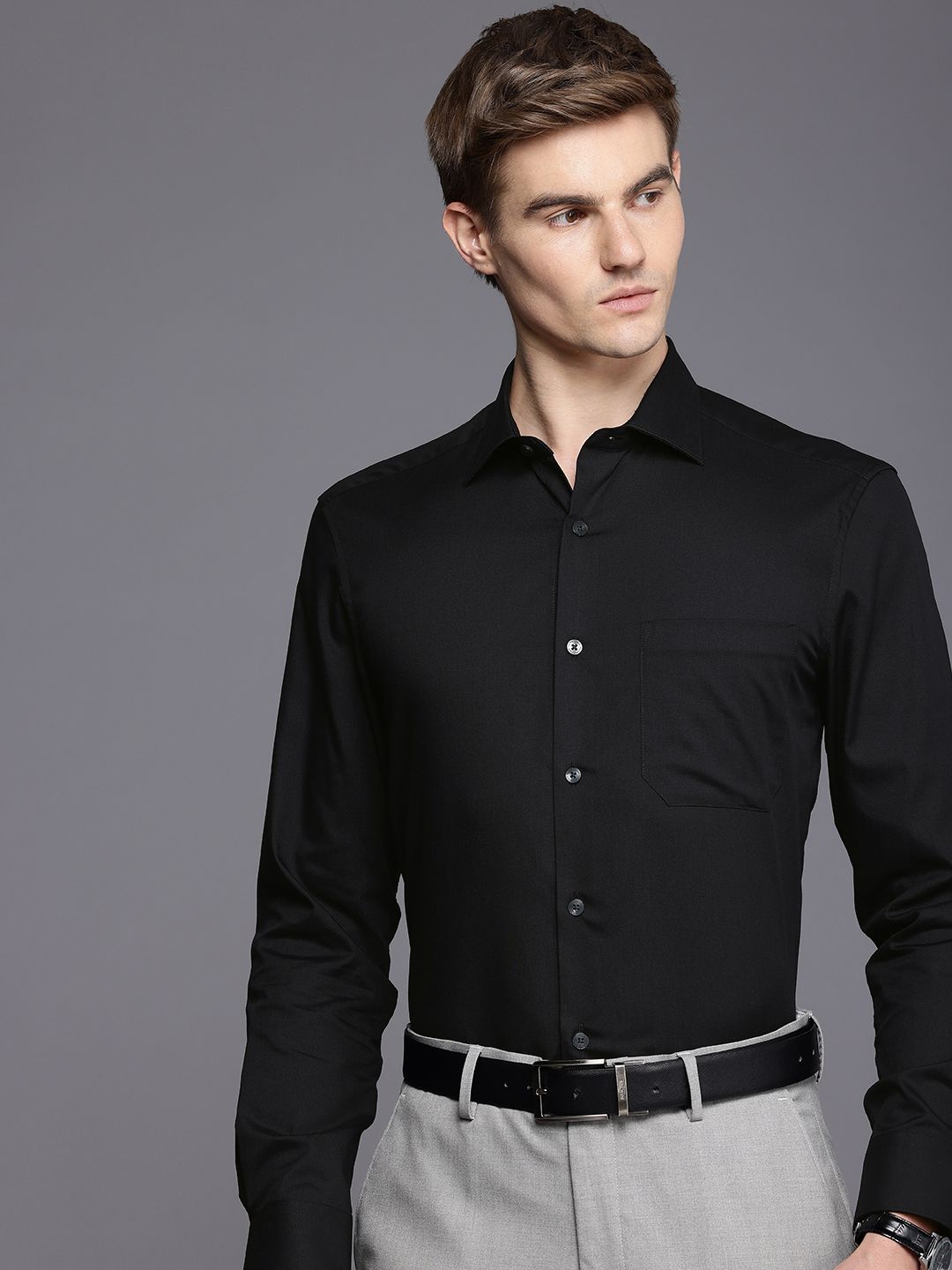Louis Philippe Men Classic Fit Easy to Iron Cotton Formal Shirt Myntra sale