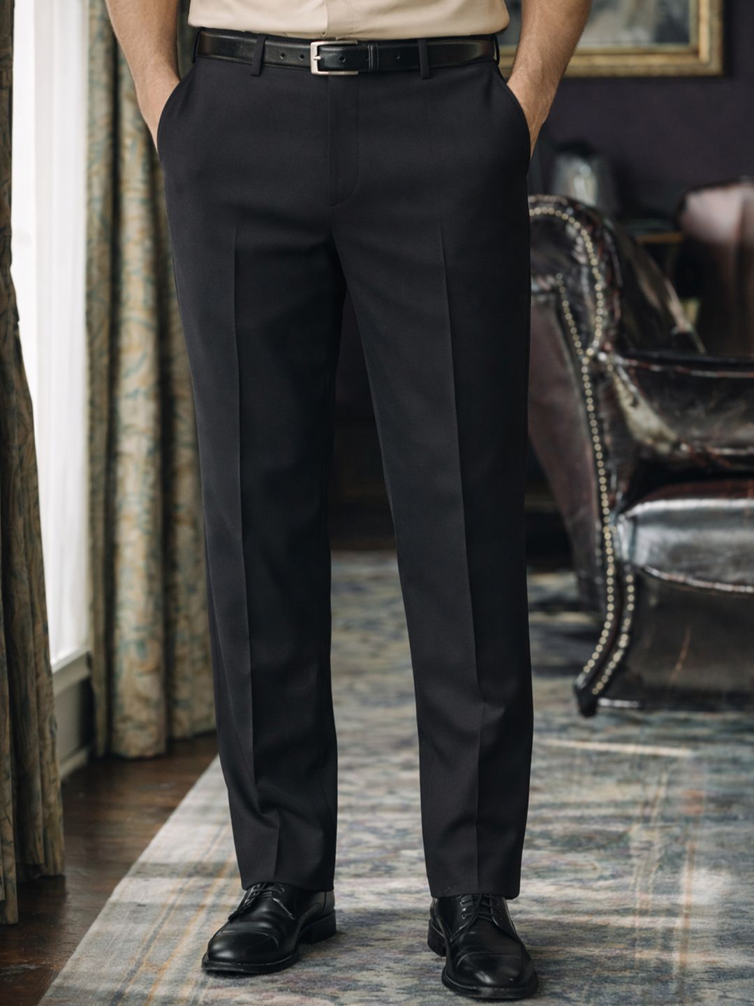 Louis Philippe Men Slim Fit Comfort Stretch Formal Trousers Myntra sale