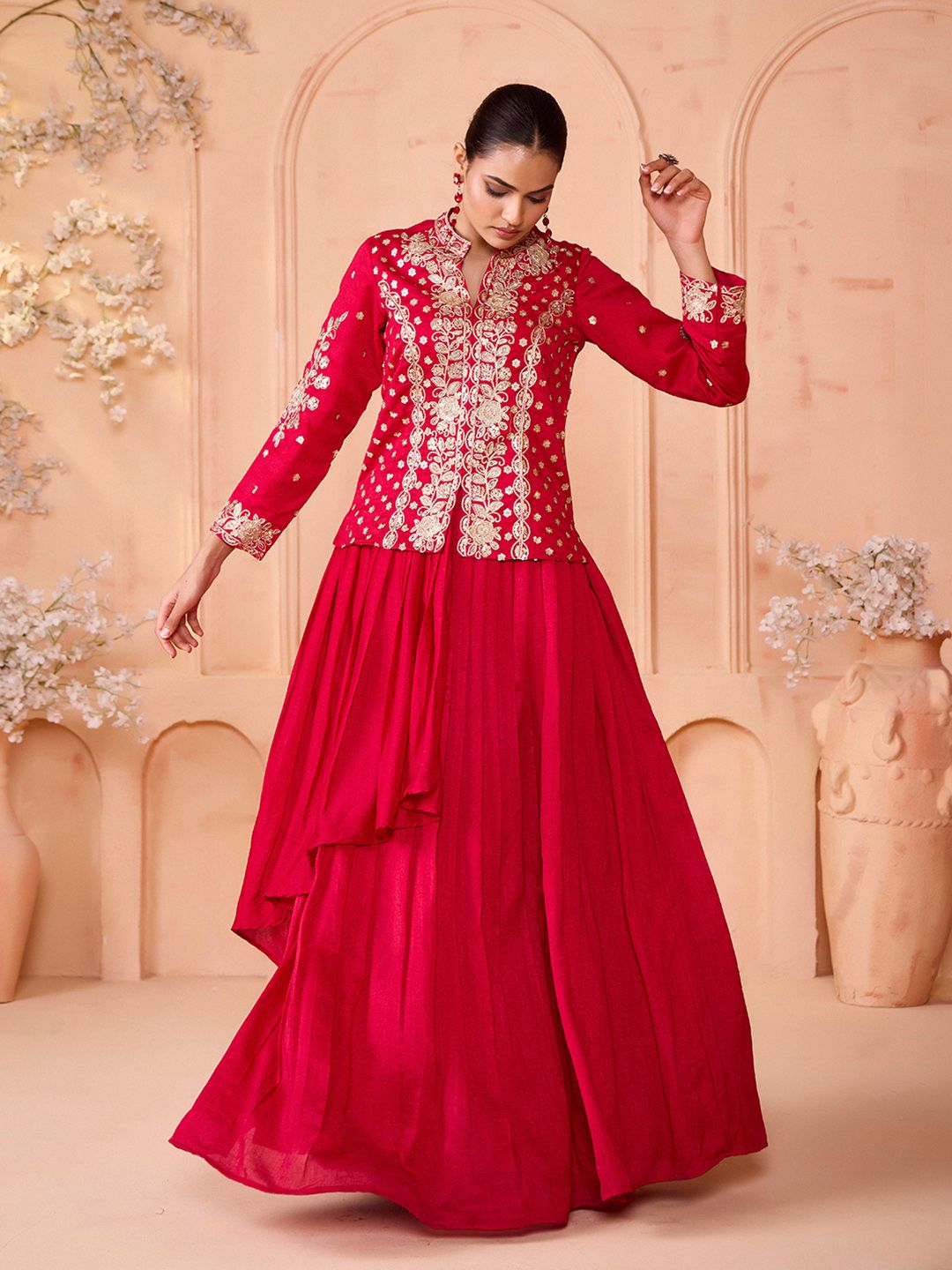 MADHURAM MADHURAM Embroidered Ready To Wear V-Neck Lehenga & Choli Myntra sale