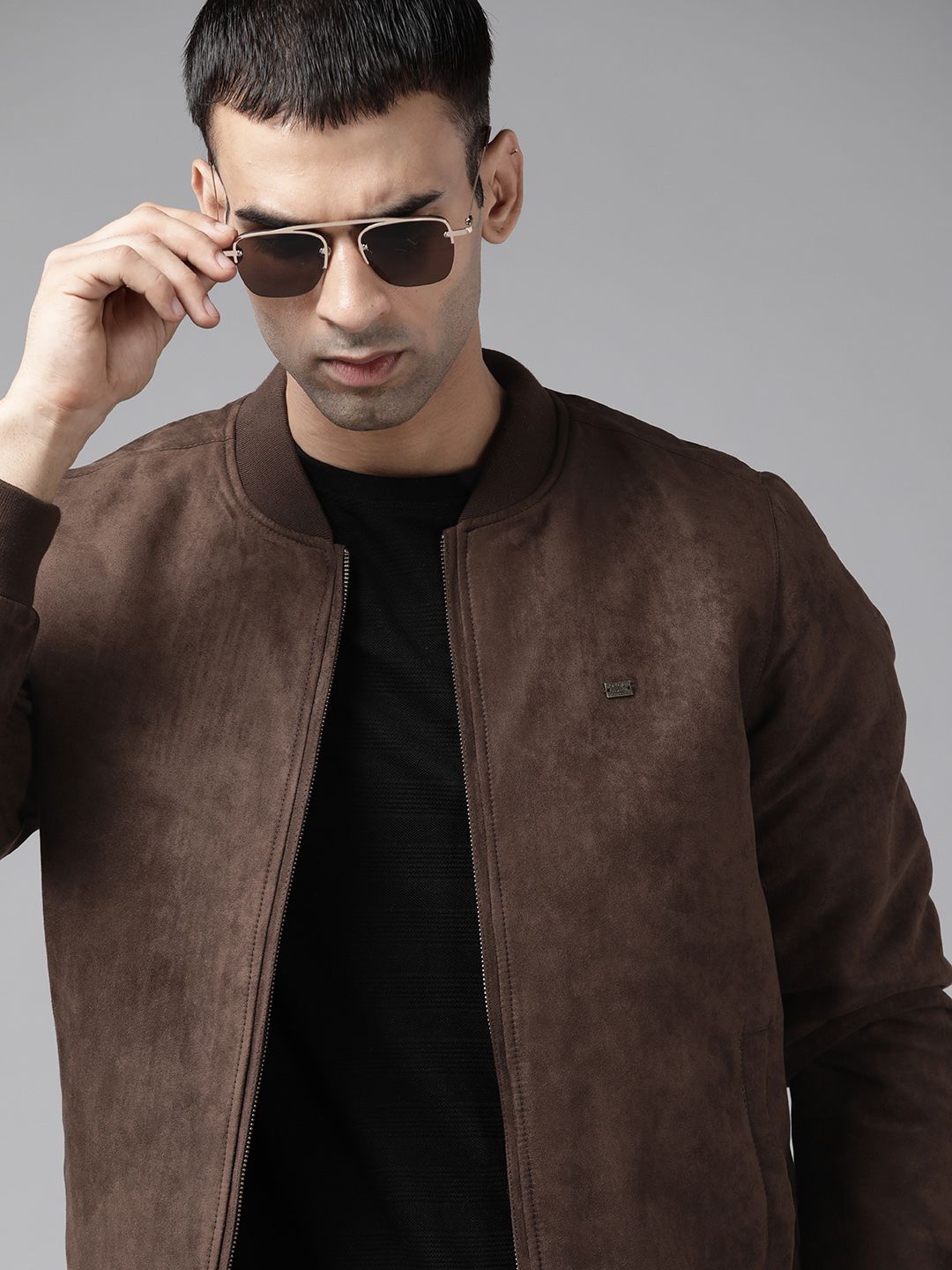 Roadster Men Brown Suede Finish Bomber Jacket Myntra sale