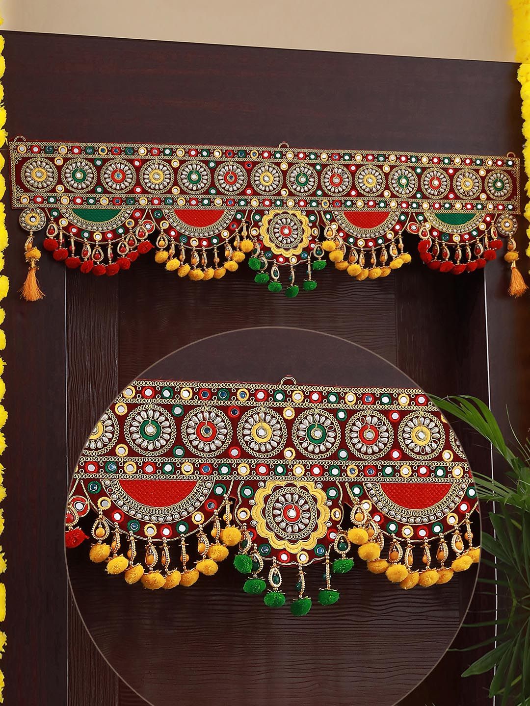 TIED RIBBONS Red and Yellow Beaded Bandhanwar Toran Myntra sale