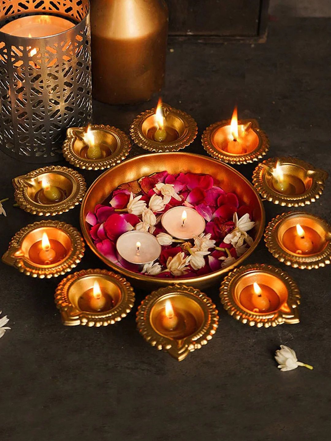TIED RIBBONS Gold-Toned Metal Urli Decorative Bowl, 29 cm Myntra sale