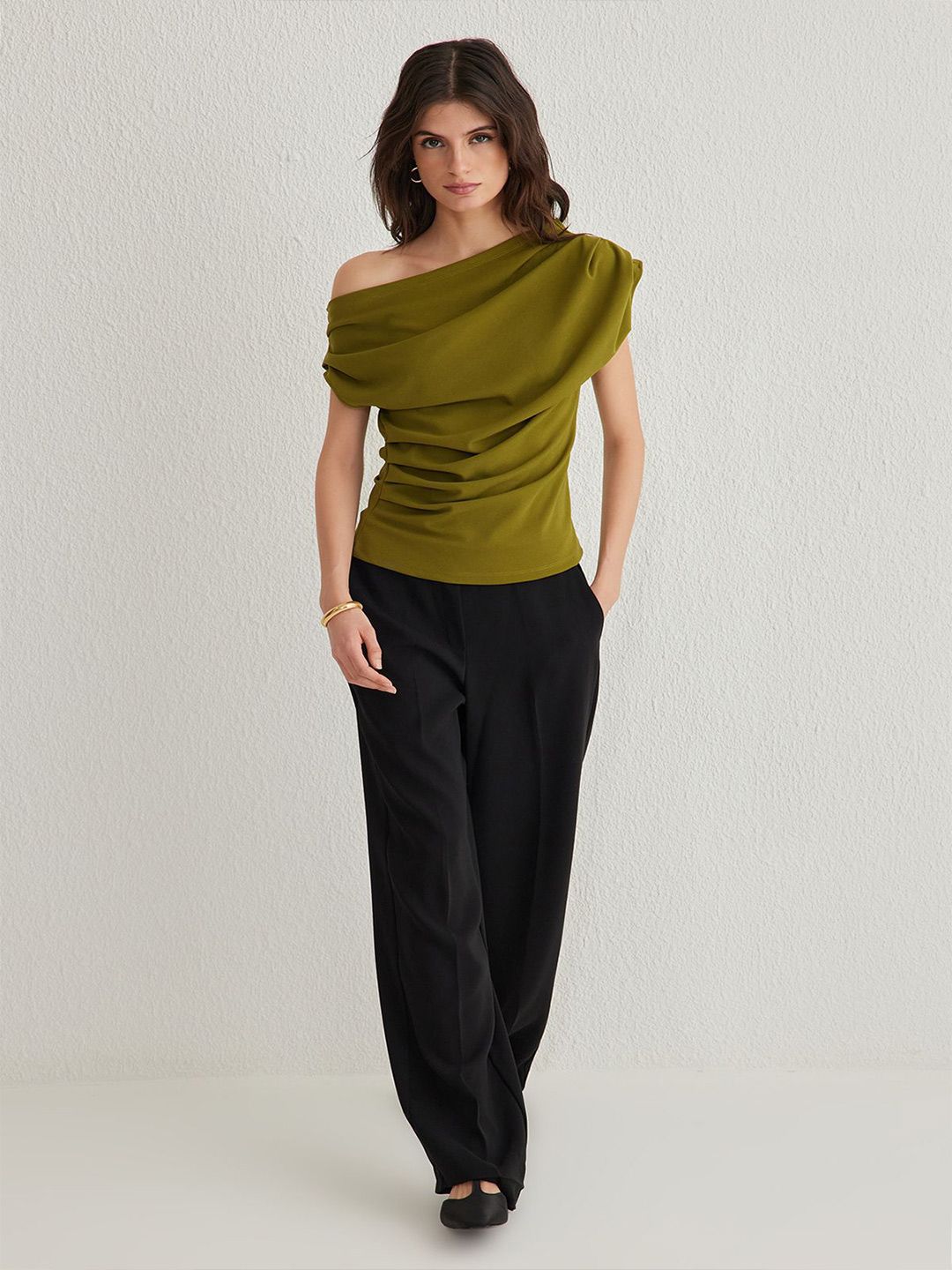Trendyol Women One Shoulder Extended Sleeves Top Myntra sale