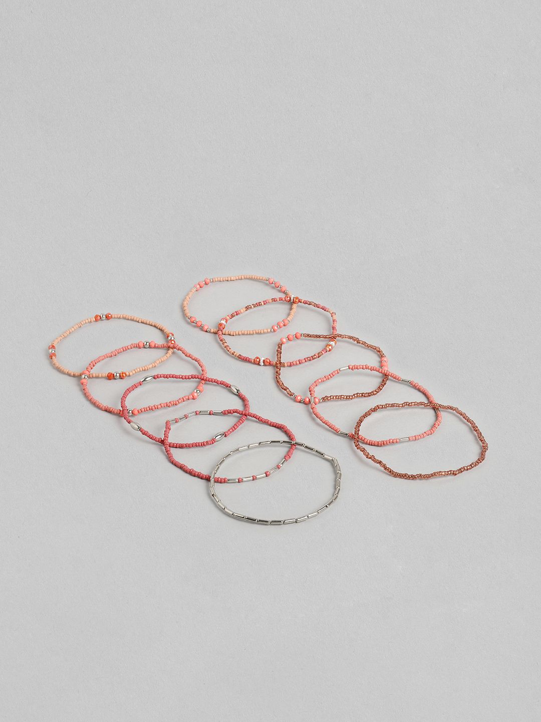 RICHEERA Women Set of 10 Pink Elasticated Bracelet Myntra sale