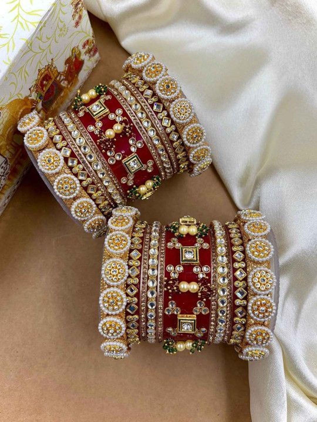 Wedding Chuda by Hitesh Bangles Wedding Chuda by Hitesh Bangles Set Of 22 Stone Studded & Be Myntra sale