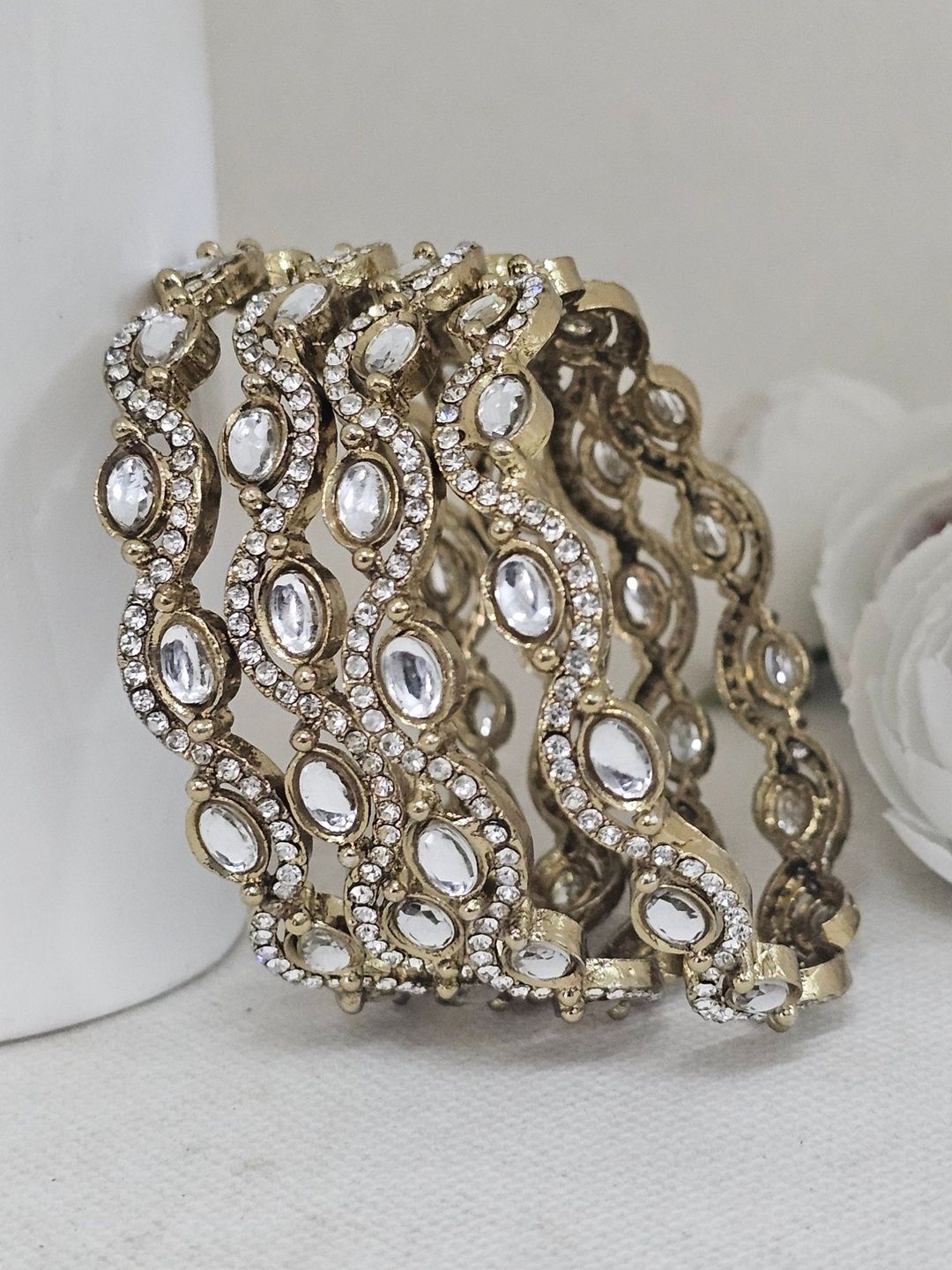 Panini jewels Set Of 4 Gold Plated & Stone Studded Bangle Myntra sale