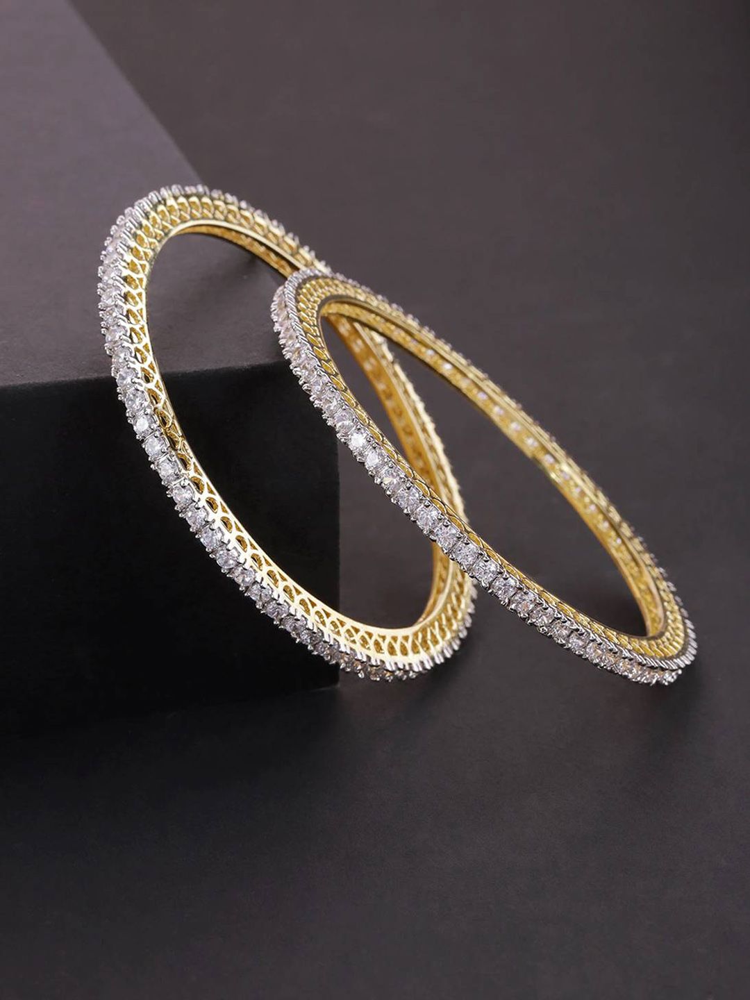 The Pari Set Of 2 Gold-Plated AD-Studded Bangles Myntra sale