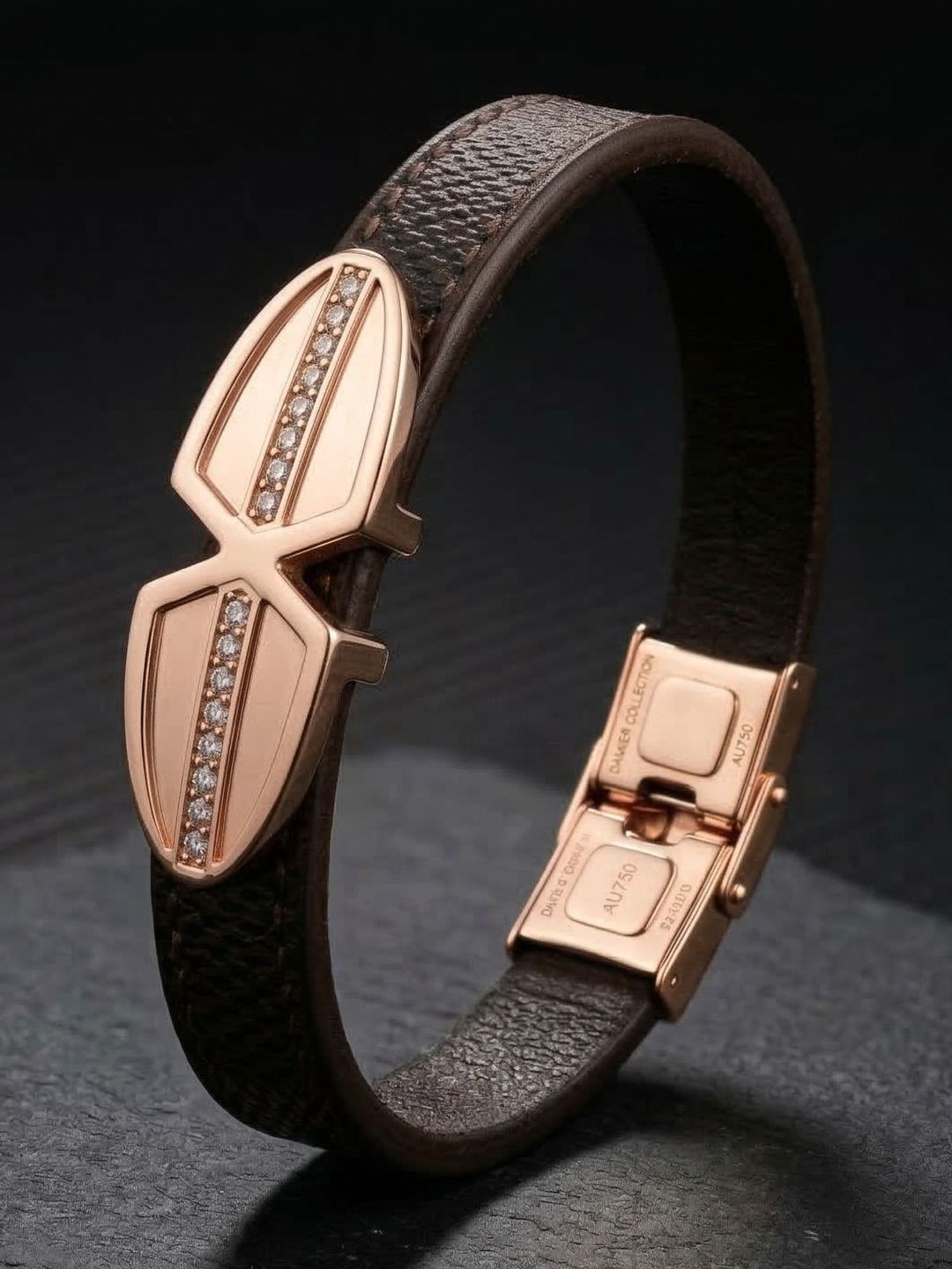 Saizen Men Leather Cubic Zirconia Antique Rose Gold-Plated Armlet Bracelet Myntra sale