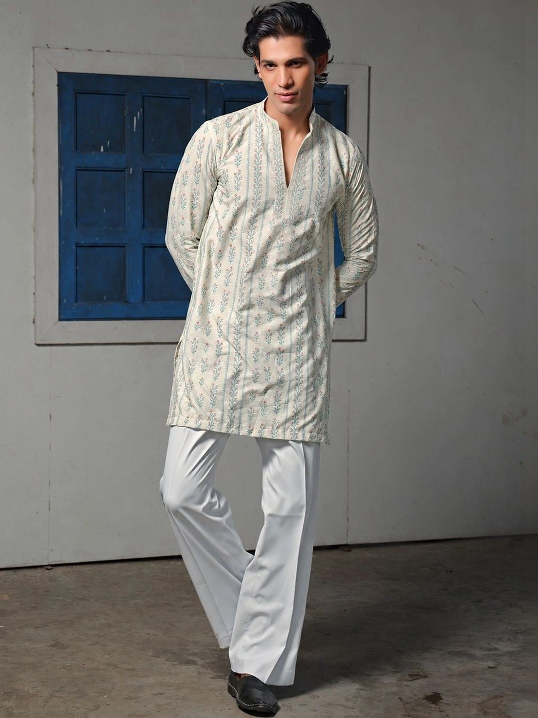 Varbandhan Varbandhan Men Printed Mirror Work Jacquard Kurta Myntra sale