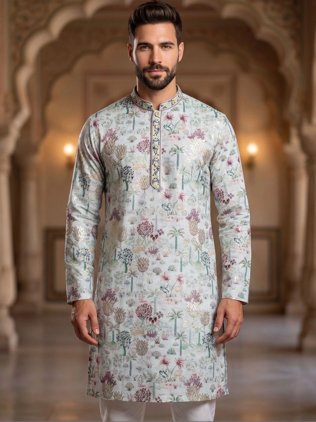 RISHAVFASHION RISHAVFASHION Men Indie Prints Kurta Myntra sale