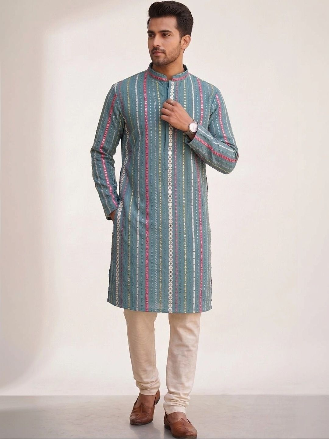 Anouk Anouk Men Embellished Sequinned Chanderi Silk Kurta Myntra sale