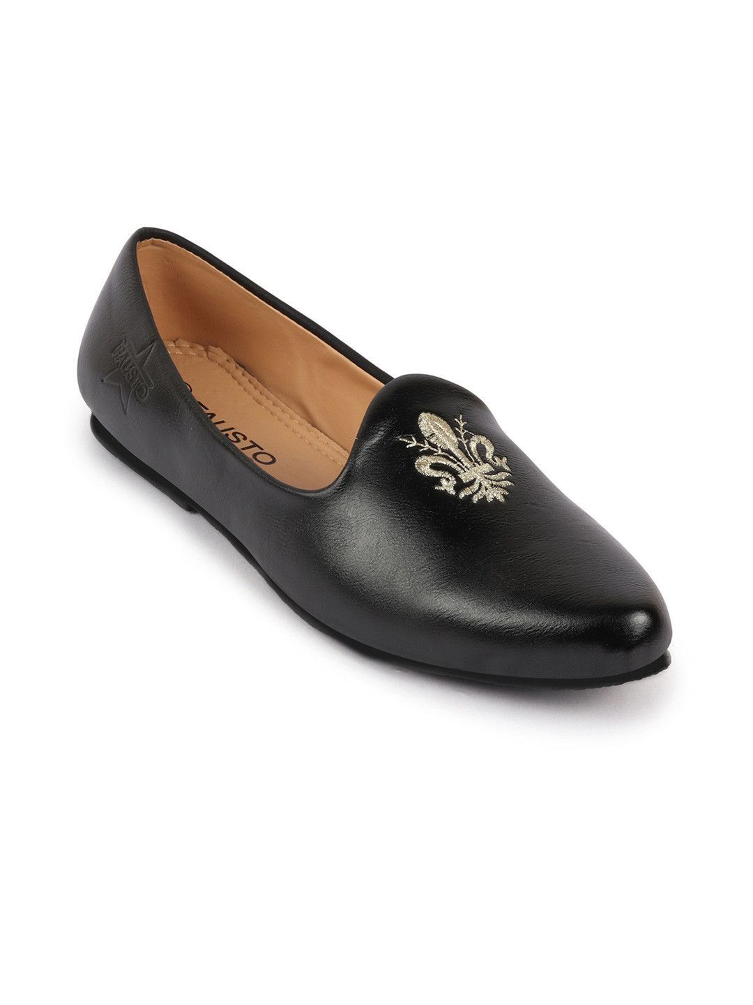 FAUSTO FAUSTO Men Black Wedding Ethnic Party Embroidery Design Slip On Juttis and Mojaris Myntra sale