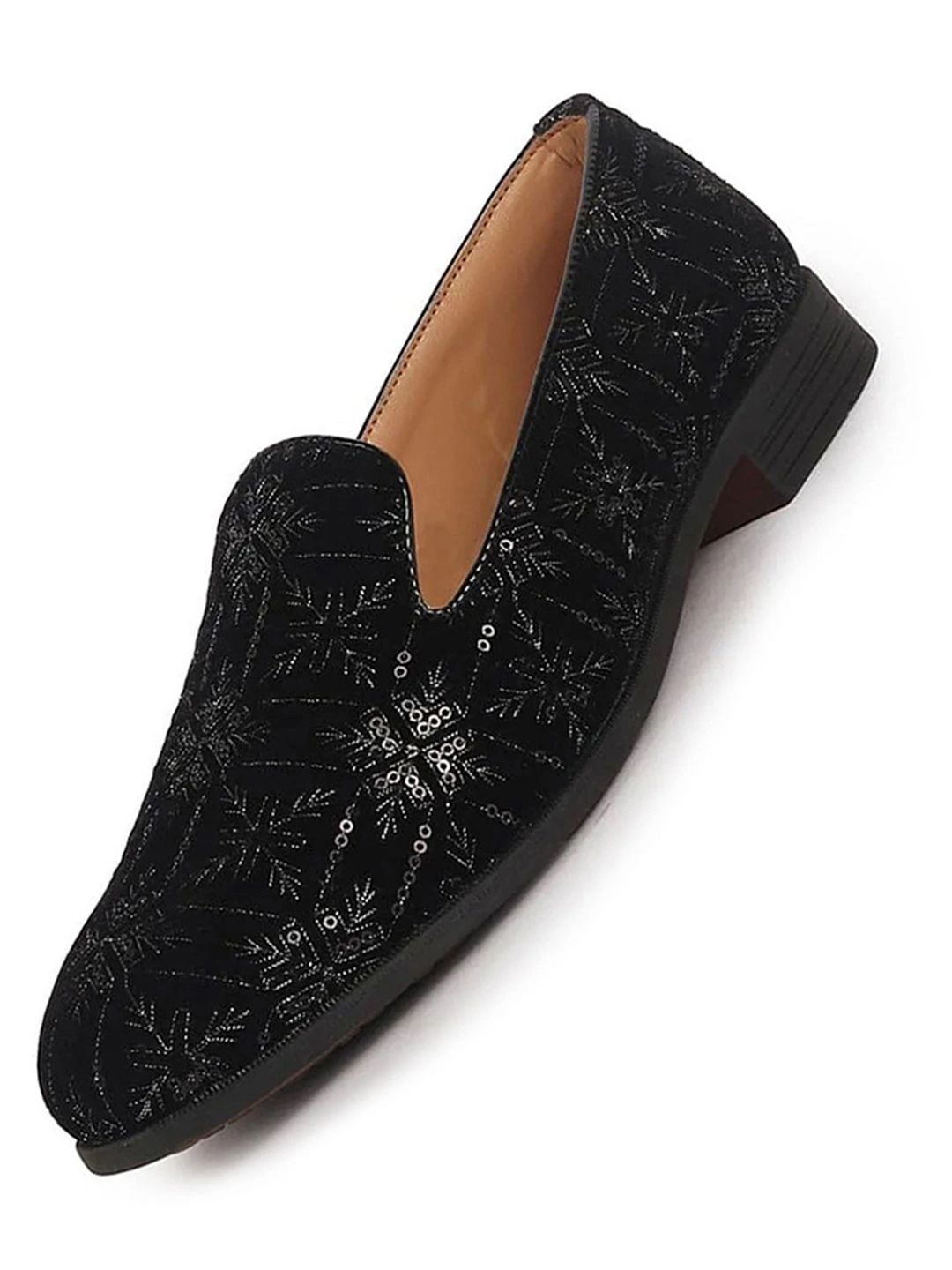 FAUSTO FAUSTO Men Ethnic Velvet Sequin Embroidered Prom Slip On Juttis and Mojaris for Weddi Myntra sale
