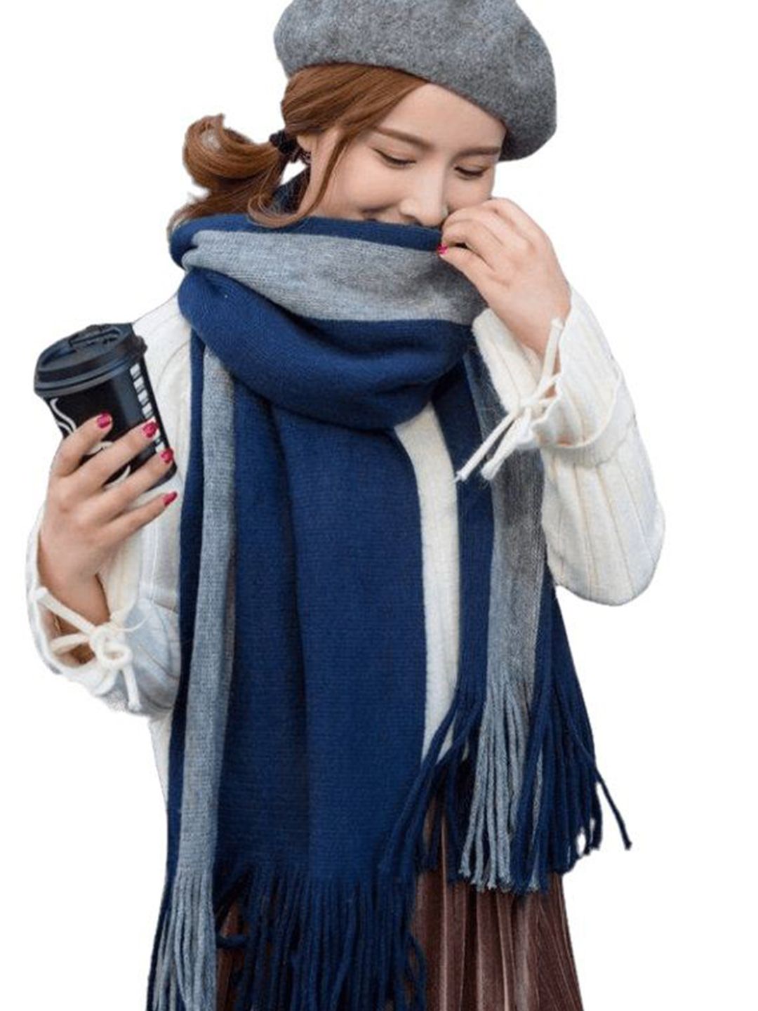 Alexvyan Women Blue Colorblock Woolen Soft & Warm Scarf Myntra sale