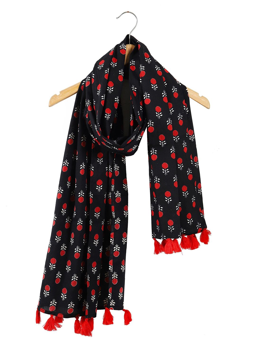 HANDICRAFT PALACE Women Floral Printed Cotton Tasseled Scarf Myntra sale