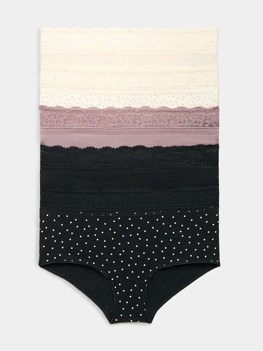 Marks & Spencer Women Pack of 5 Cotton Lycra & Lace High Rise Full Coverage Briefs Myntra sale