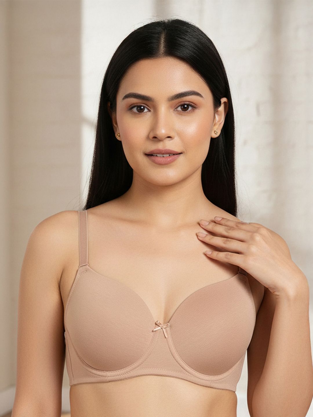 Zivame Beige Solid Underwired Lightly Padded T-shirt Bra ZI1135CORE0NUDE Myntra sale