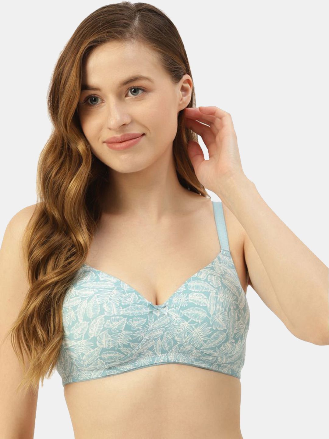 Leading Lady Floral Print Wirefree Lightly Padded Full Coverage T-Shirt Bra Myntra sale