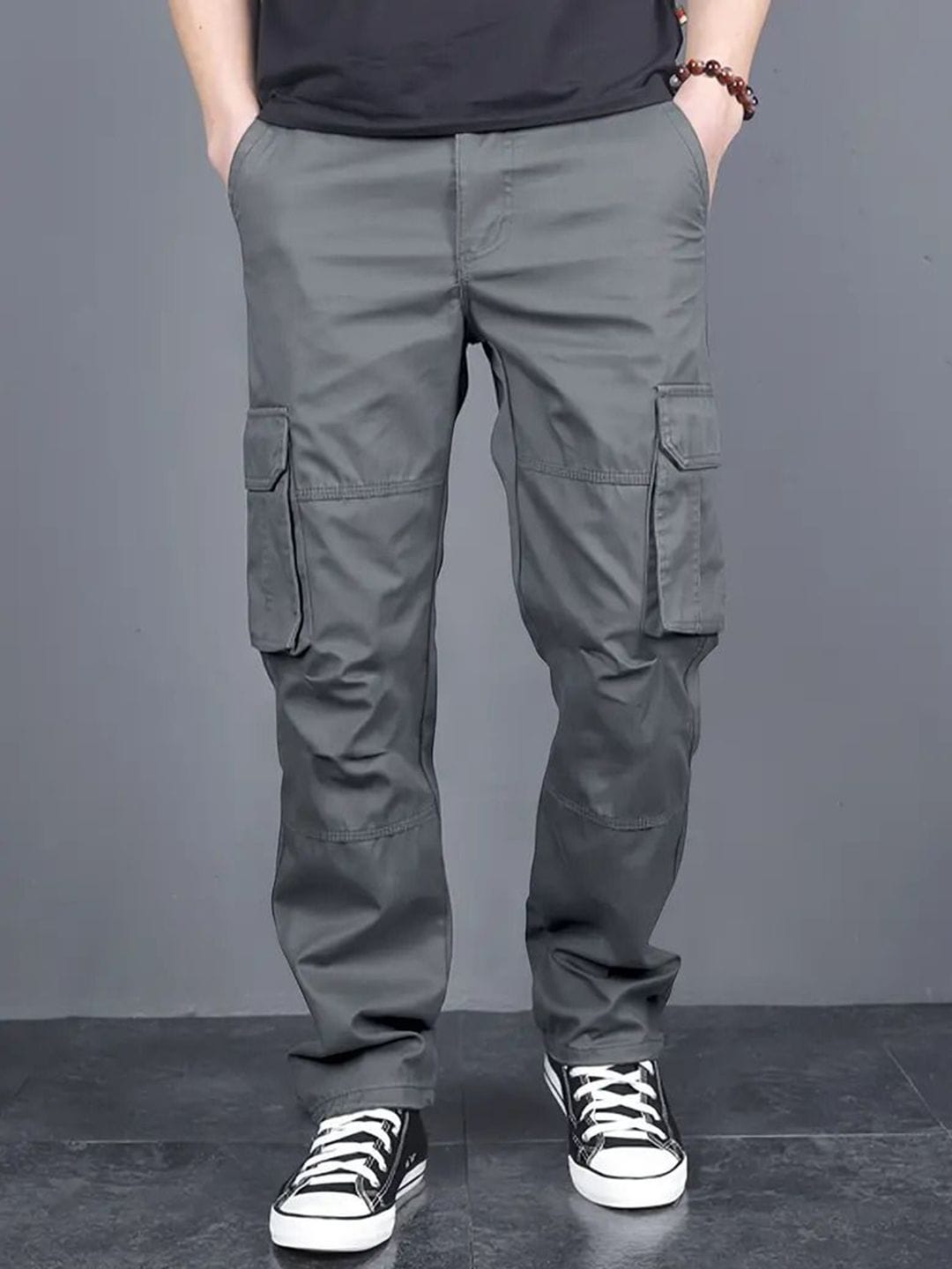 FABRIPPLE FABRIPPLE Men Cotton Classic Mid-Rise Loose Fit Cargos Trousers Myntra sale