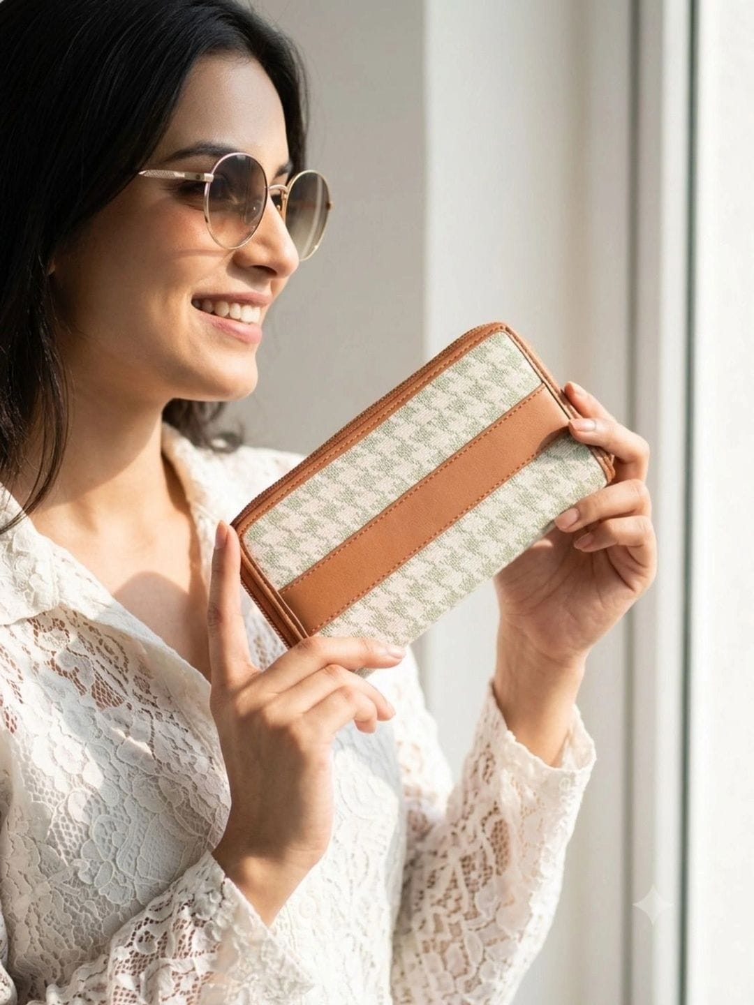 AZZRAA AZZRAA Women Checked Zip Around Wallet Myntra sale