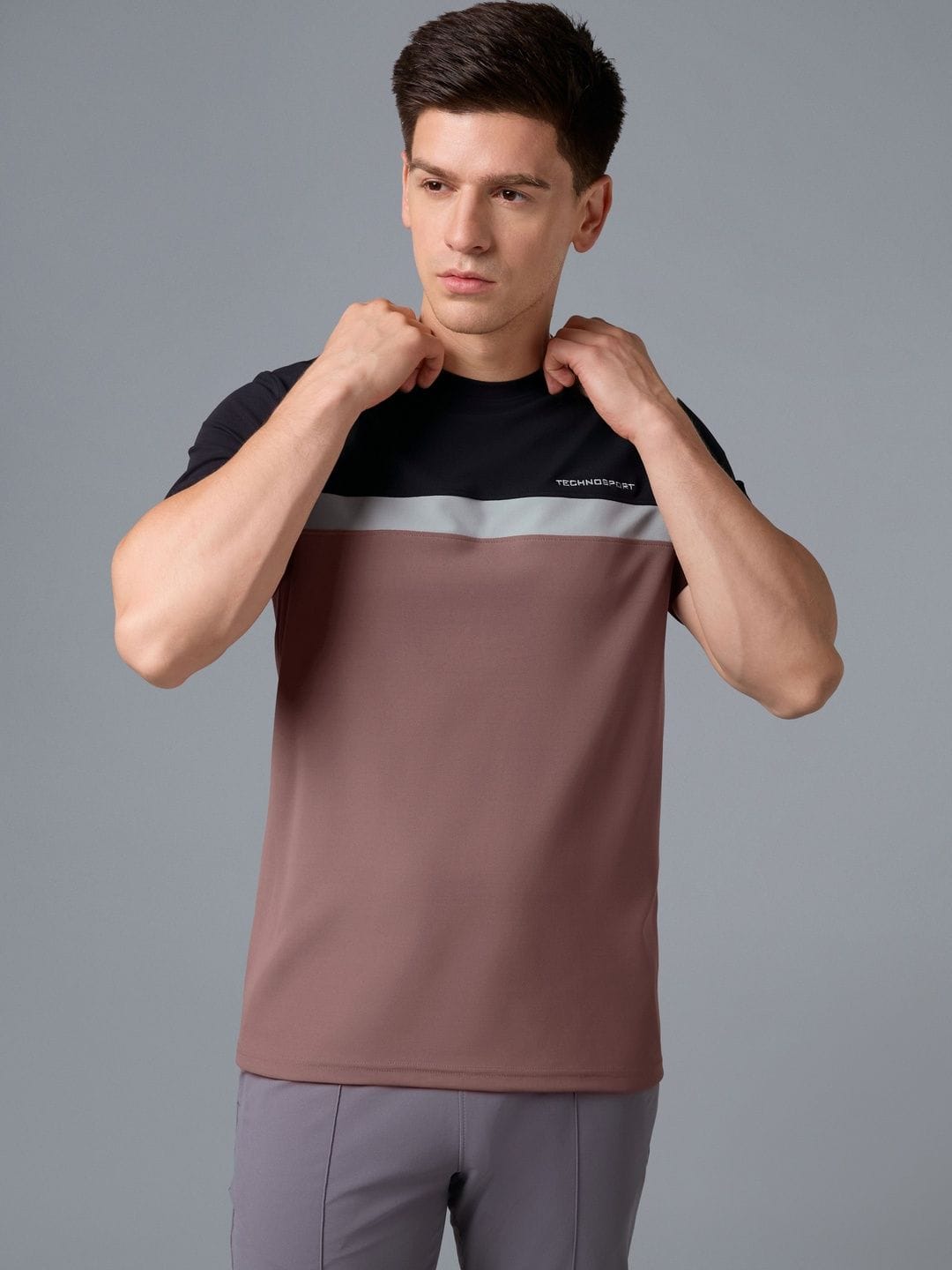 Technosport Technosport Men Colourblocked Slim Fit T-shirt Myntra sale