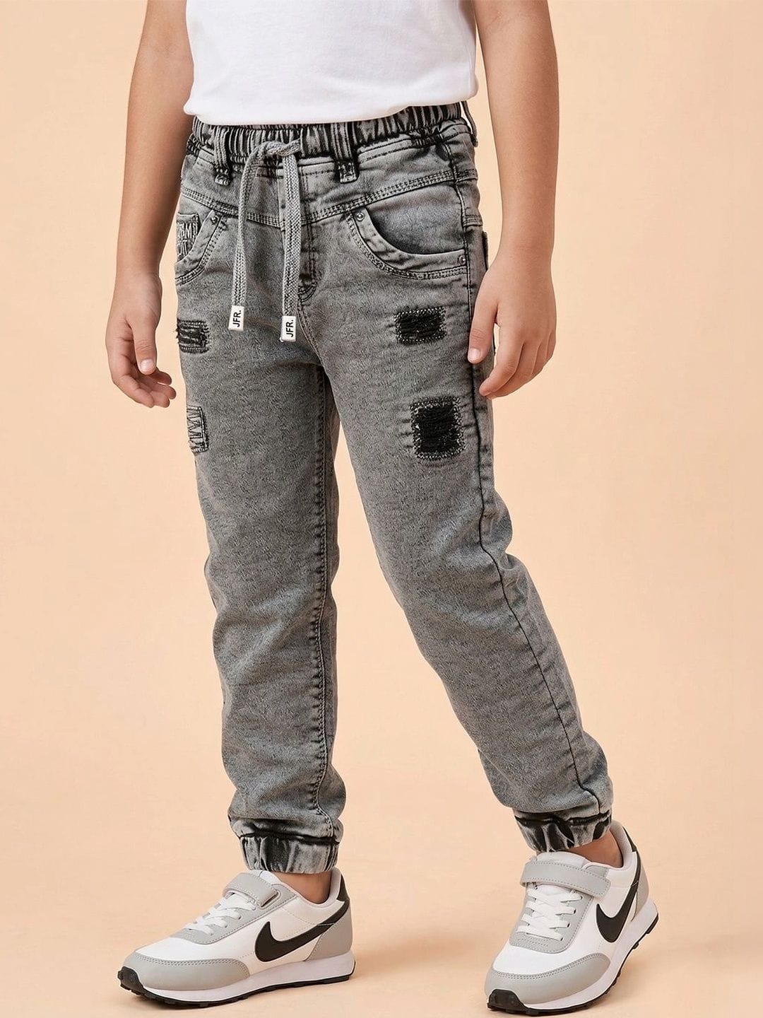 Dripteen Boys Jogger Mid-Rise Highly Distressed Coated Stretchable Cotton Jeans Myntra sale