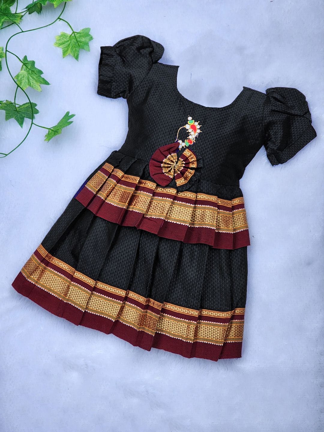 BAESD Infant Girls Printed Puff Sleeves Cotton Fit & Flare Ethnic Dresses Myntra sale