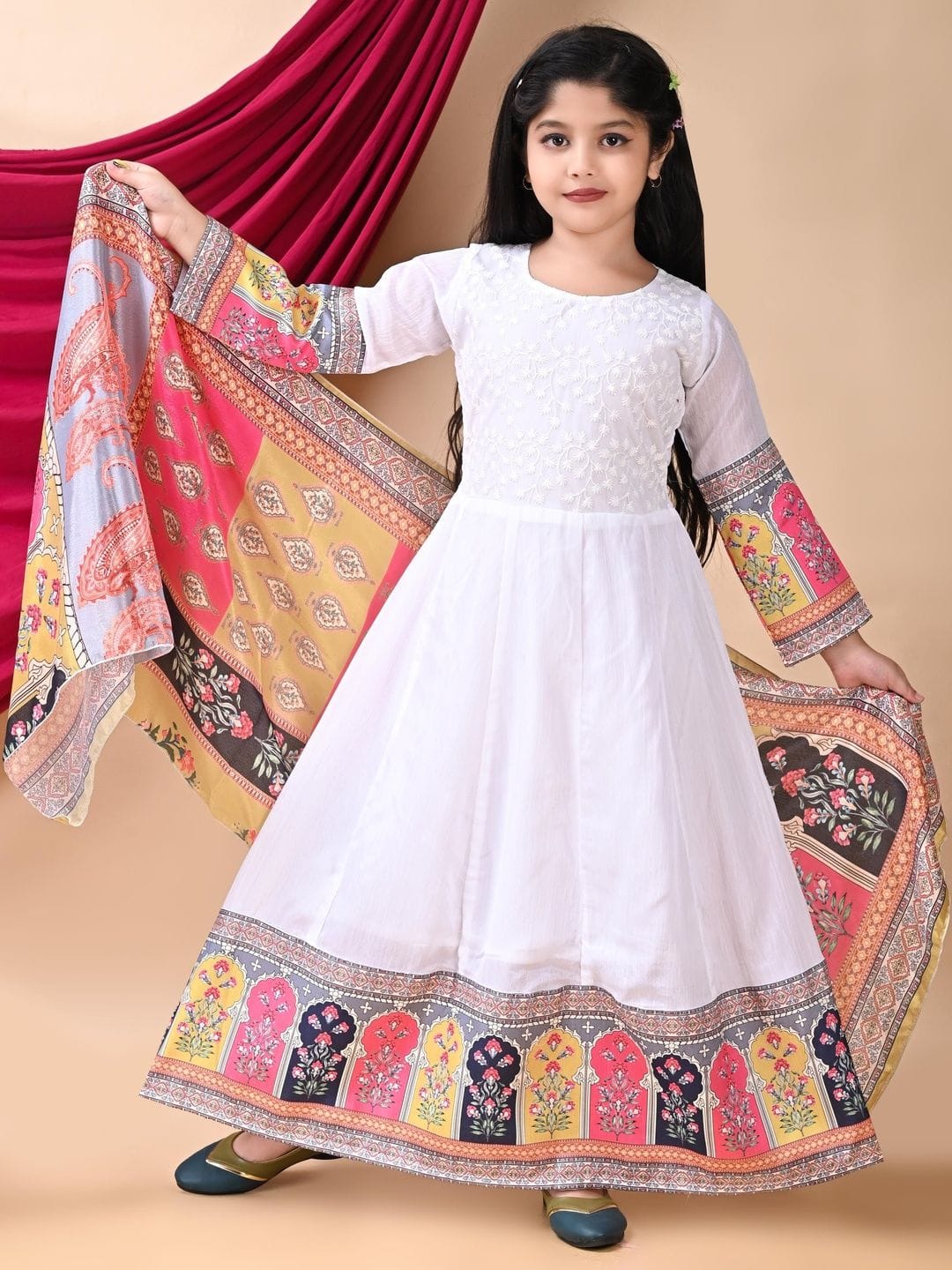KALINI Embroidered Round Neck A-Line Maxi Dresses Myntra sale