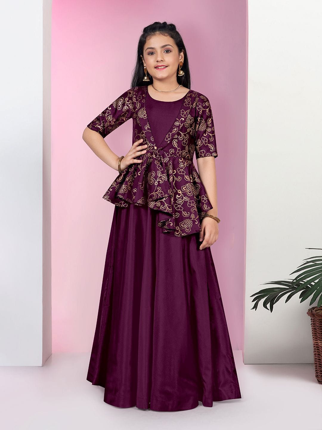 Sangria Girls Foil Printed Fit & Flare Maxi Length Dress Myntra sale