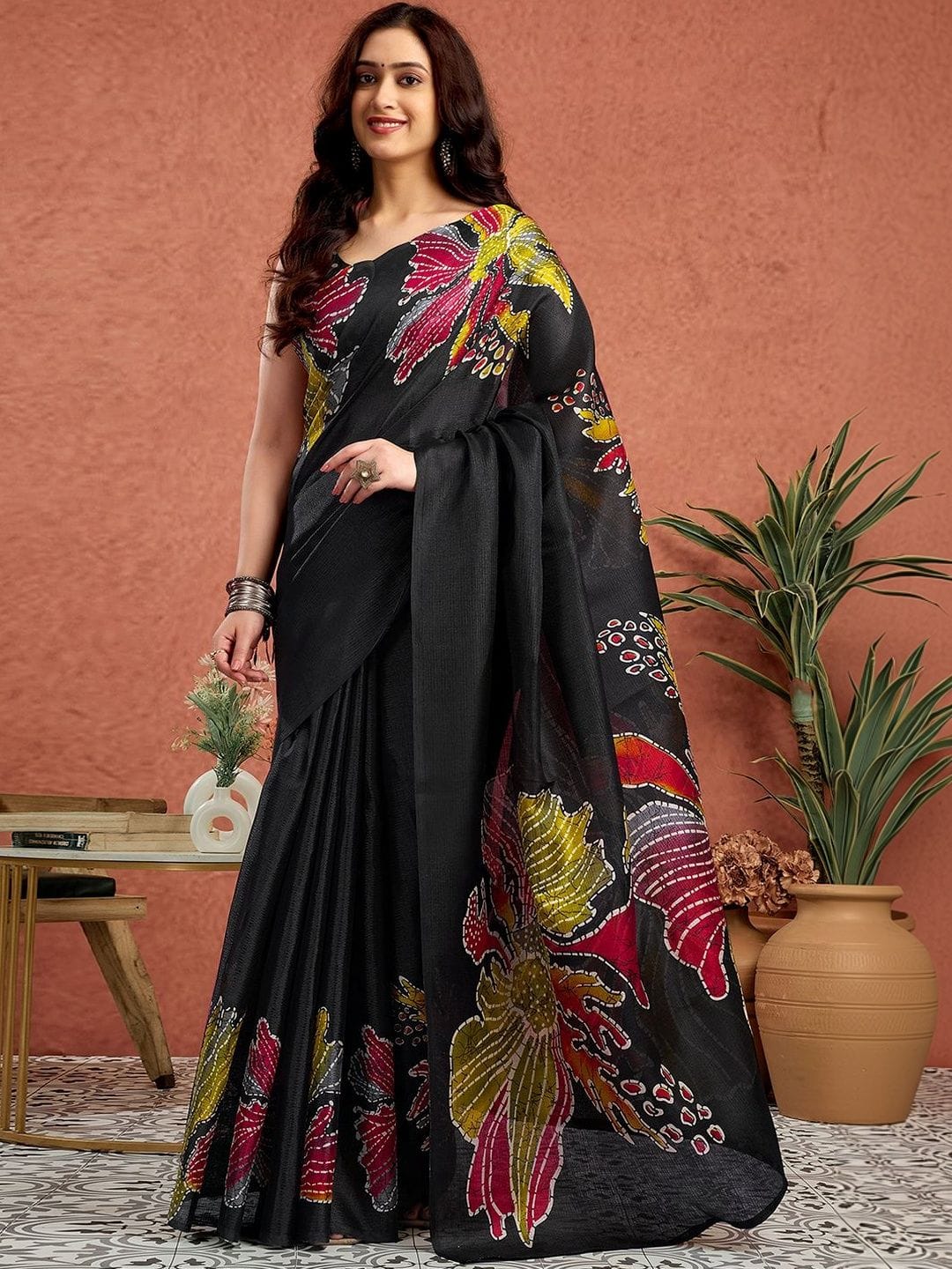 SANISA Floral Saree Myntra sale