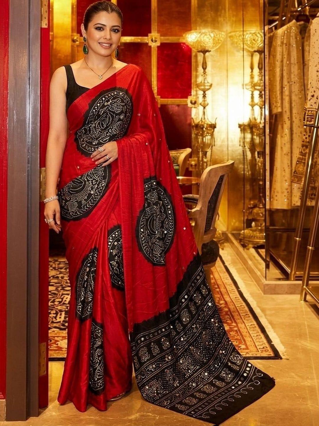 Kalista Ajrak Block Print Saree Myntra sale