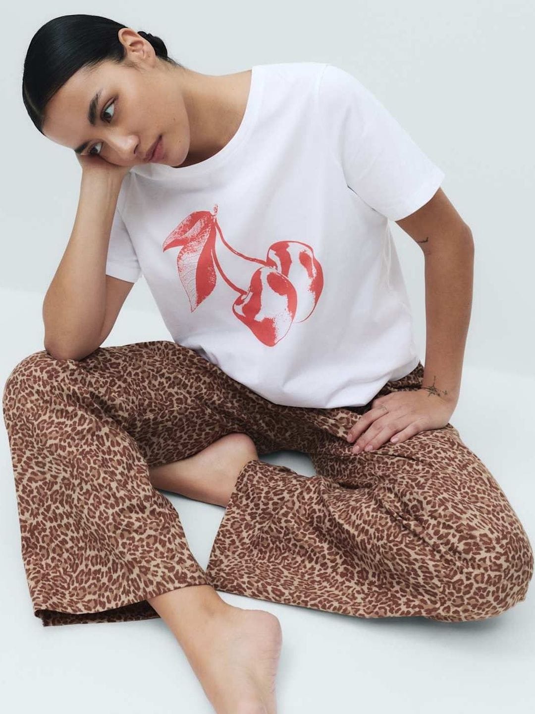 Marks & Spencer Pure Cotton Pyjama Set With Woven Bottoms Myntra sale