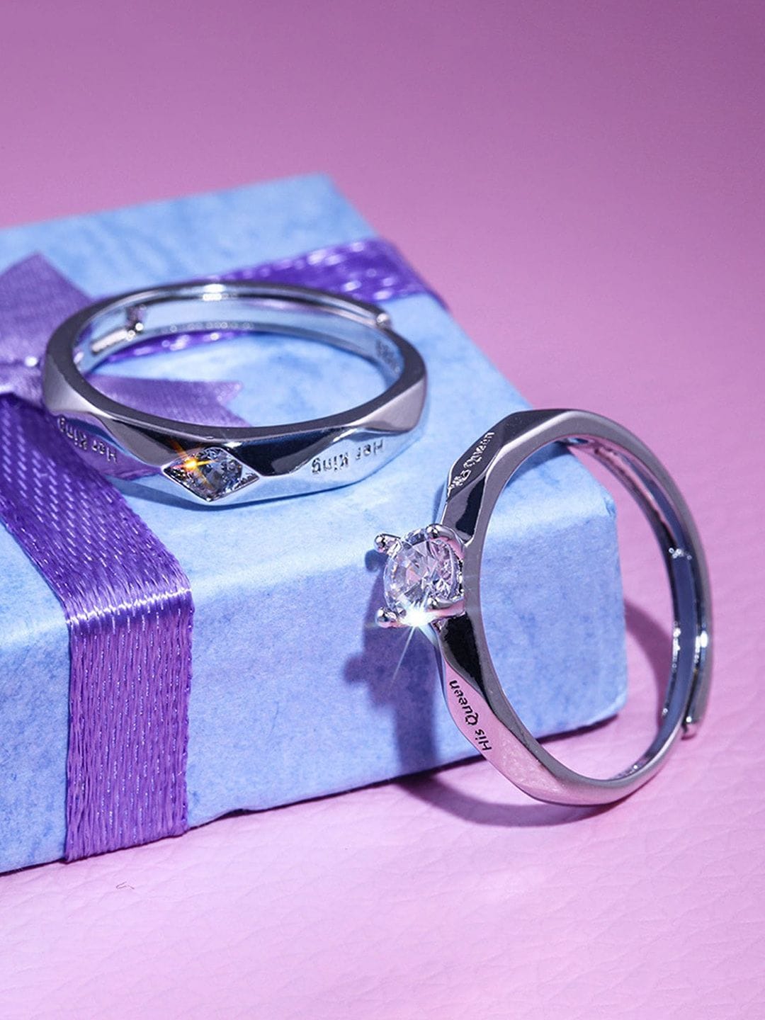 Fashion Frill Silver-Plated & White Crystal Studded Couple Finger Ring Myntra sale