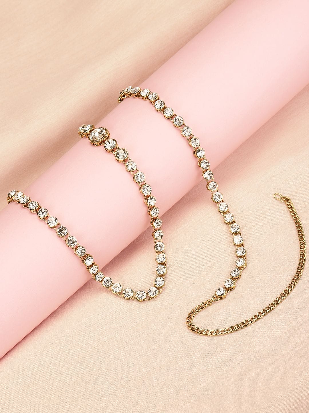 Peora Gold-Plated Stone Studded Waist Belt Kamarband Myntra sale