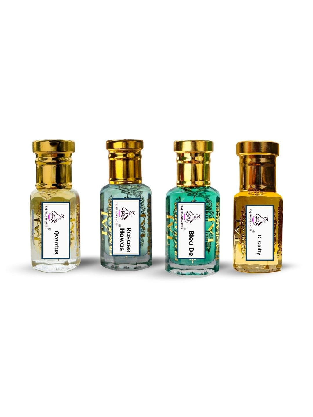 Taj Fragrances Set Of 4 Hawas -Gucii Guilty -Bleu De- Aventus Attar- 3 ml Each Myntra sale
