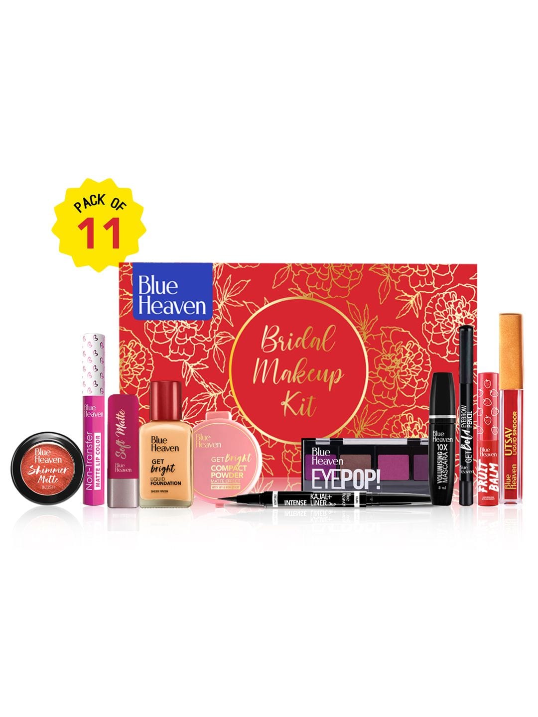 Blue Heaven Set of 11 Bridal Makeup Kit - 45.55ml + 40.2gm Myntra sale