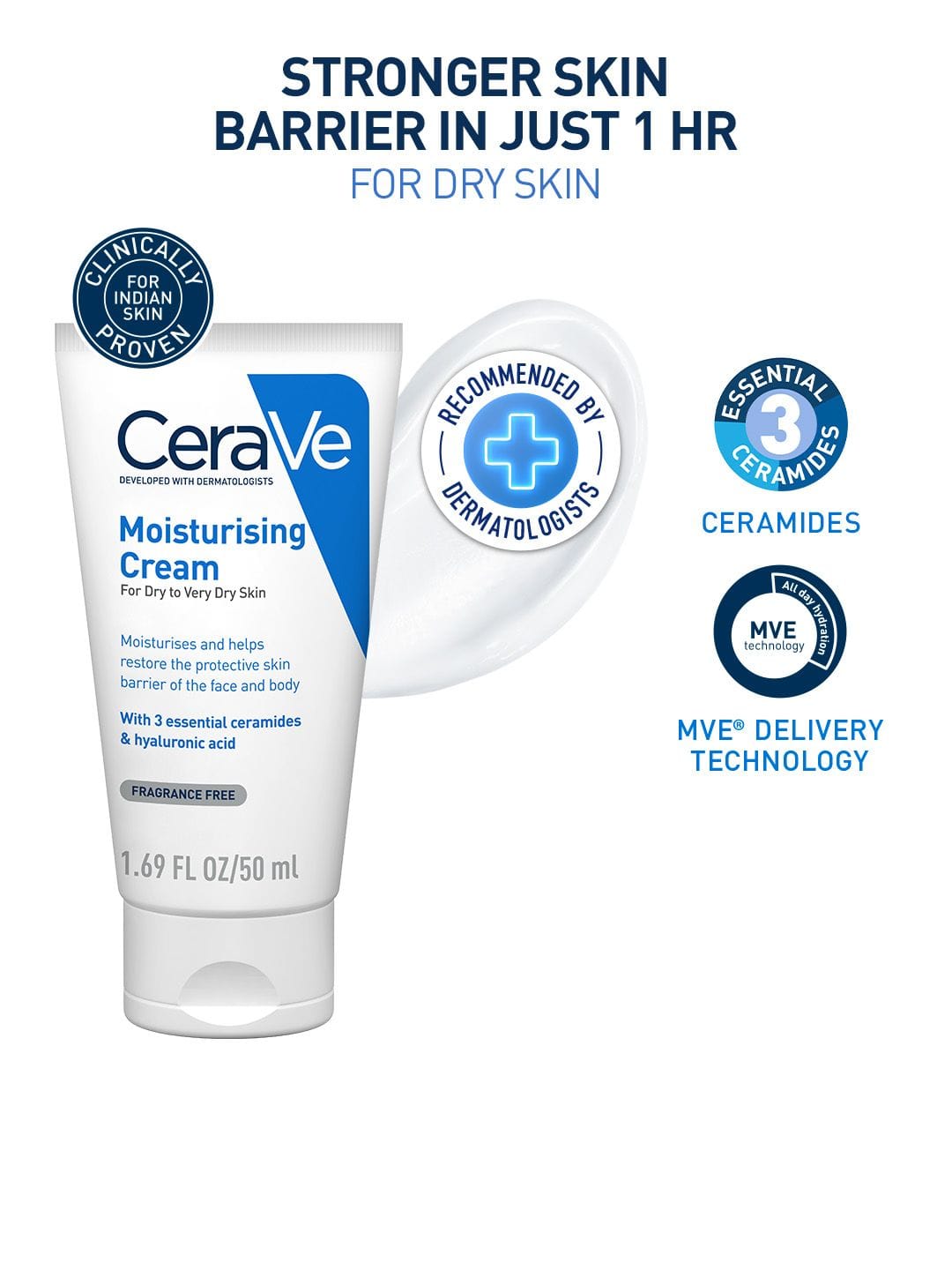 CeraVe Moisturizing Barrier Repair Cream with Ceramides & Hyaluronic Acid - 50ml Myntra sale