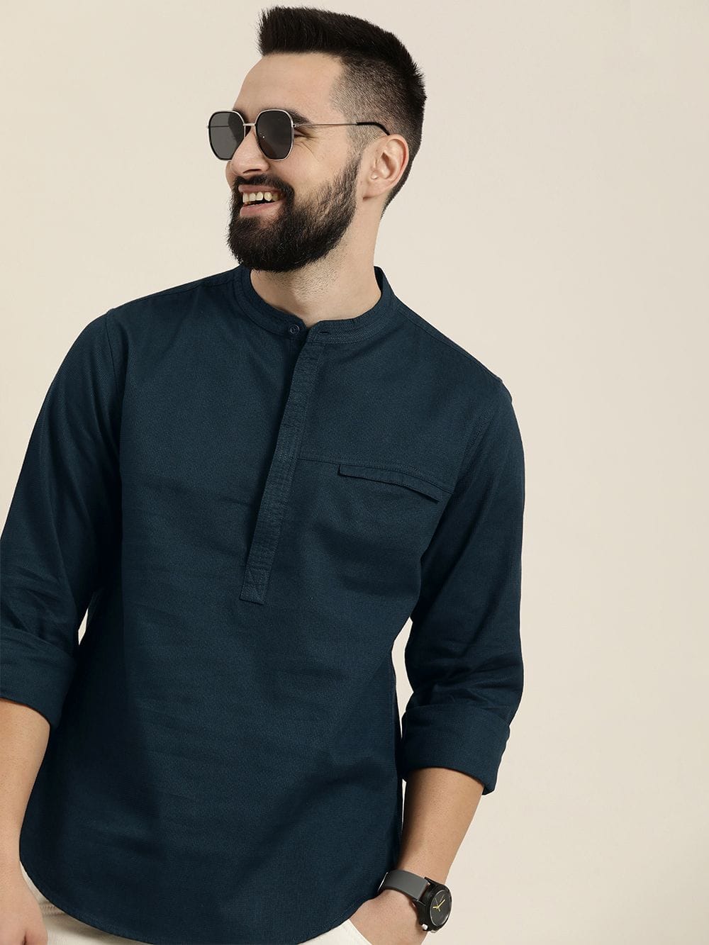 HERE&NOW Men Solid Cotton Short Kurta Myntra sale